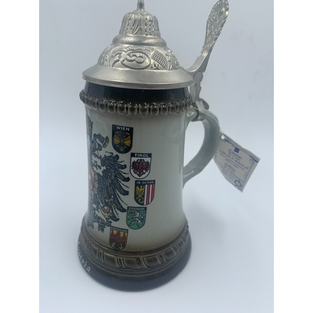 Vtg Original King Austria Beer Stein Hand Painted Imperial Eagle 358/0 - Picture 3 of 12